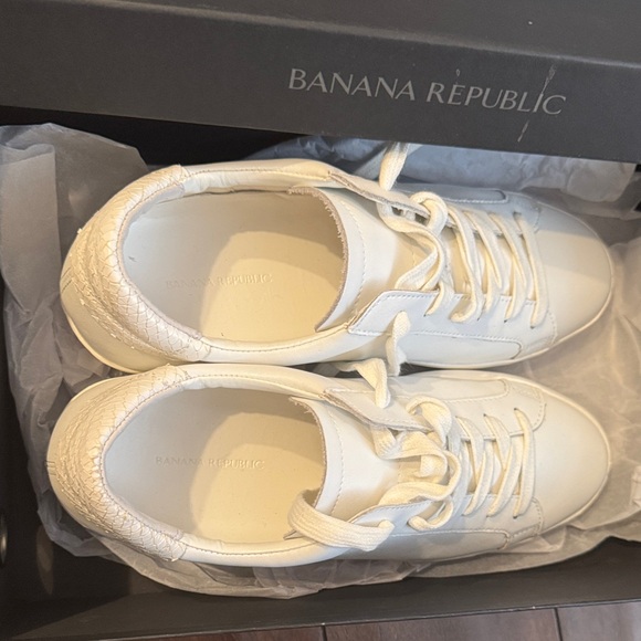 Banana Republic- White Leather Lace-Up Sneakers- minimalist luxury-NIB - Picture 12 of 13
